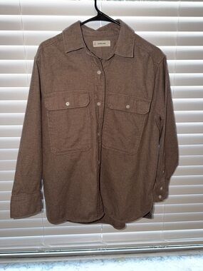 Everlane Boyfriend Flannel - Taupe Brown